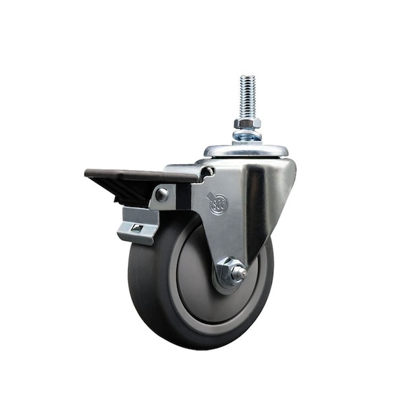 4 Inch Thermoplastic Rubber 12 MM Threaded Stem Caster with Brake
